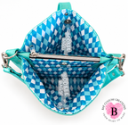 The Laguna Handbag — Turquoise & Harlequin