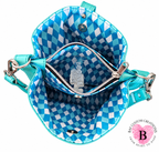 The Laguna Handbag — Turquoise & Harlequin