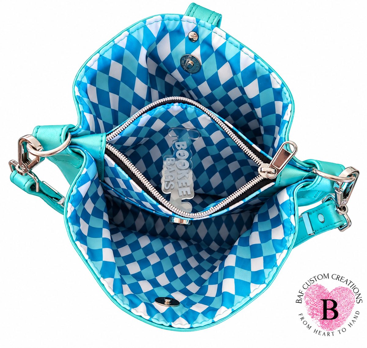The Laguna Handbag — Turquoise & Harlequin