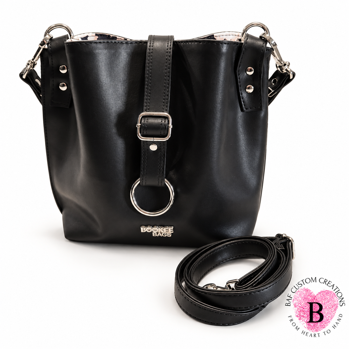 The Nocturne Handbag — Black & Blush Florals