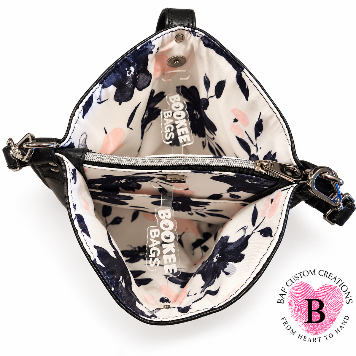 The Nocturne Handbag — Black & Blush Florals