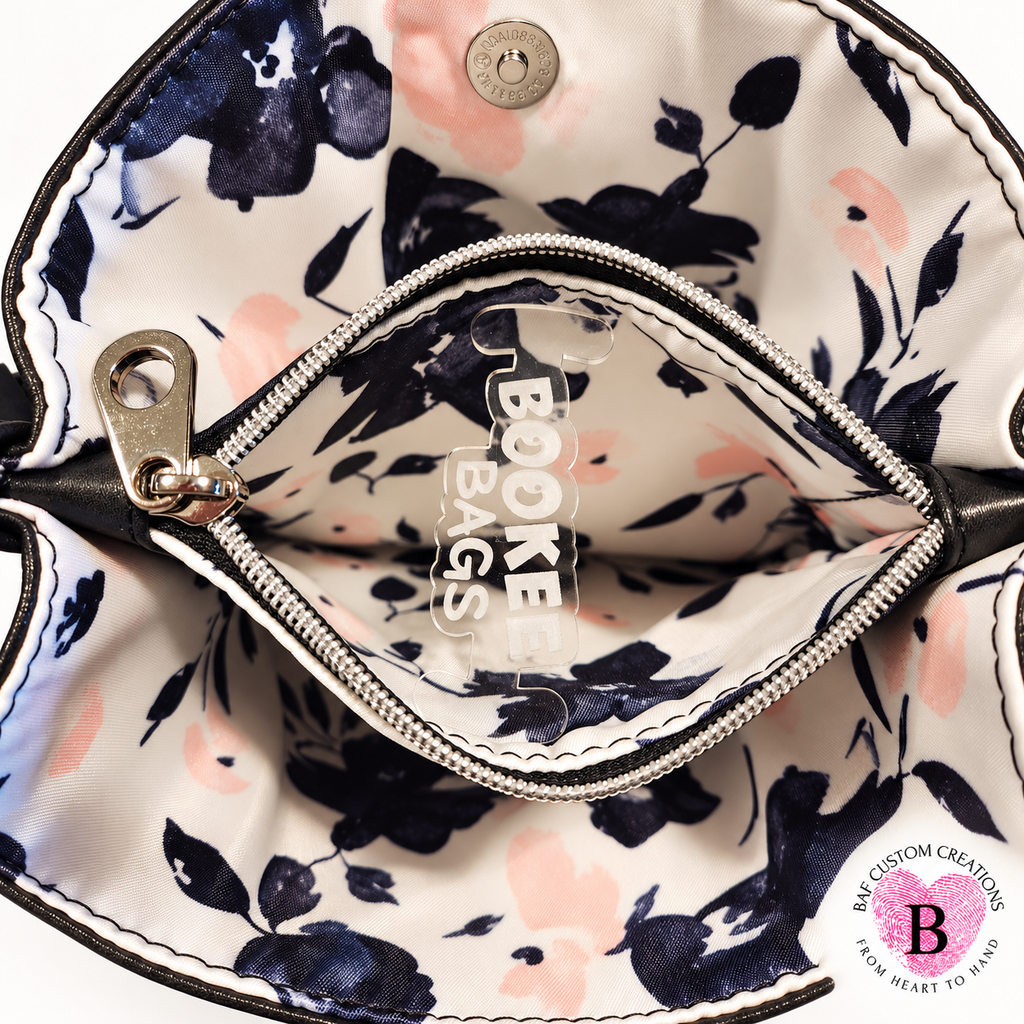 The Nocturne Handbag — Black & Blush Florals
