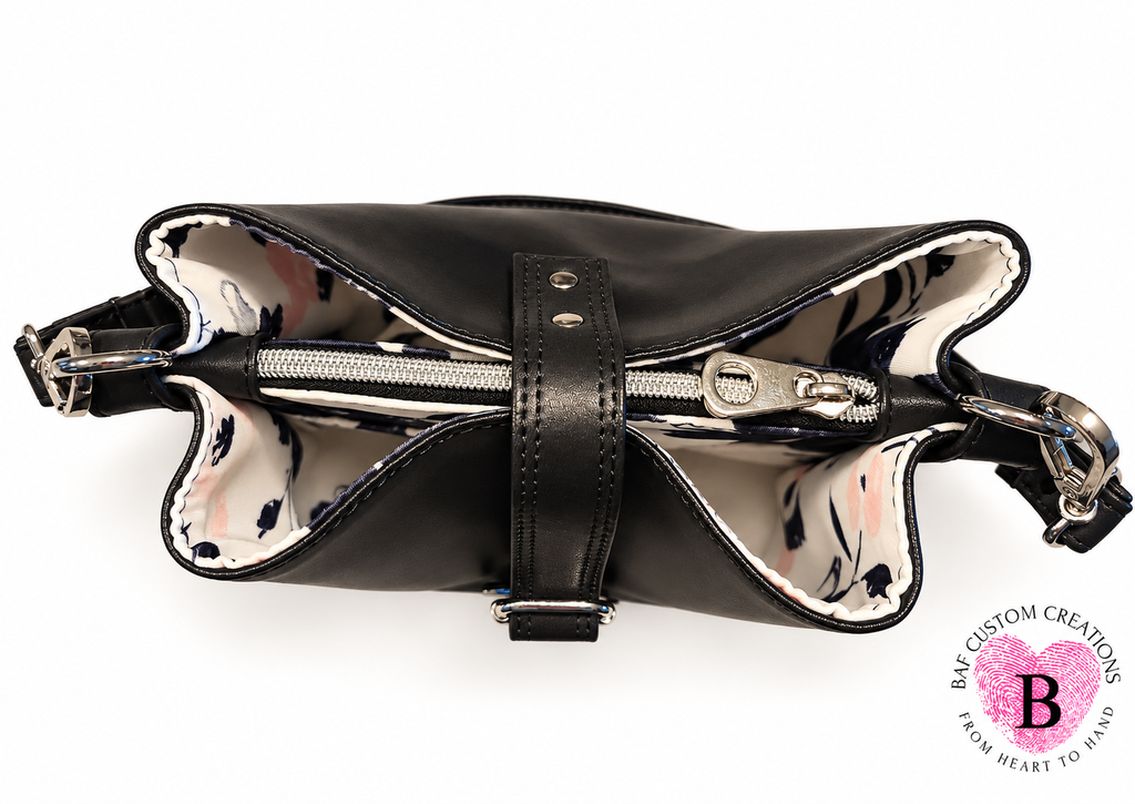 The Nocturne Handbag — Black & Blush Florals