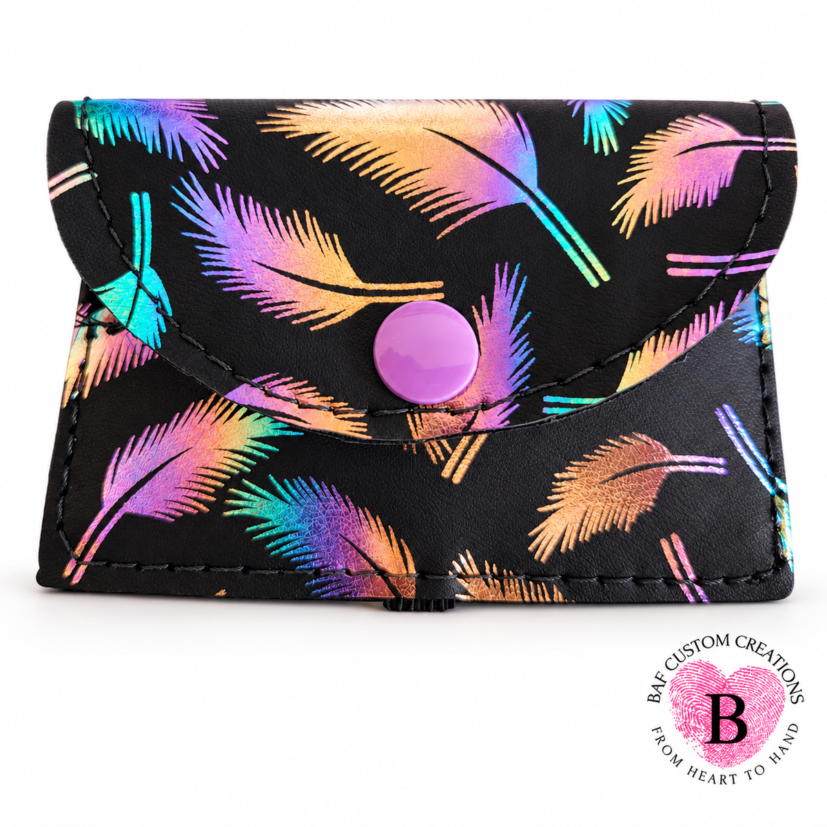Iridescent Feathers -"Keep It Close"Cell Phone Card Holder