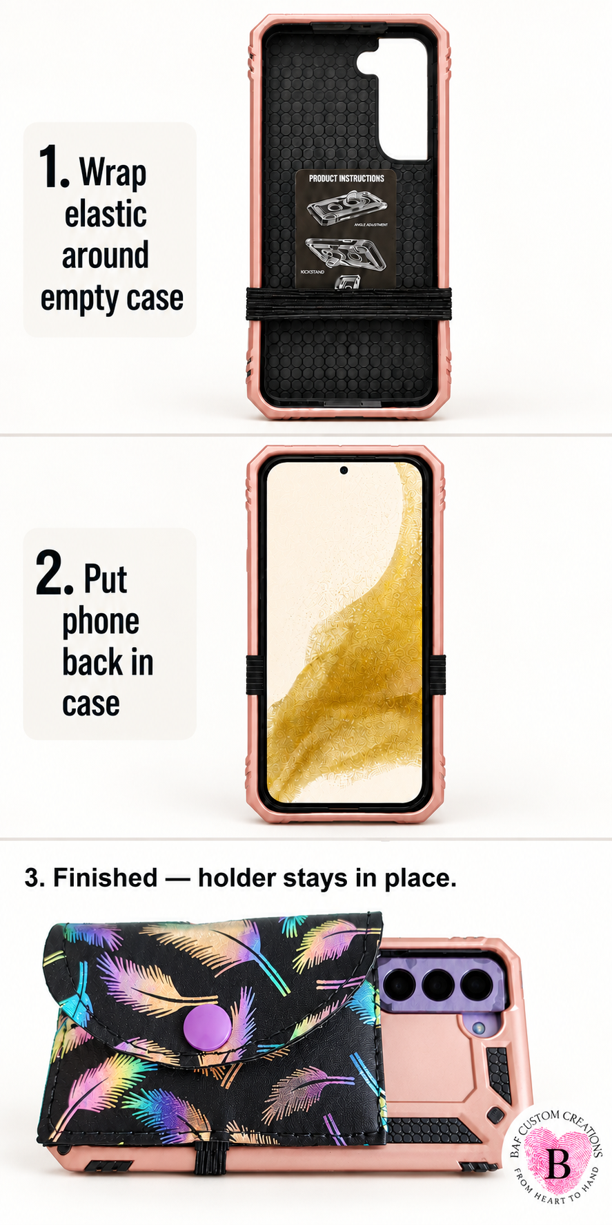 Iridescent Feathers -"Keep It Close"Cell Phone Card Holder