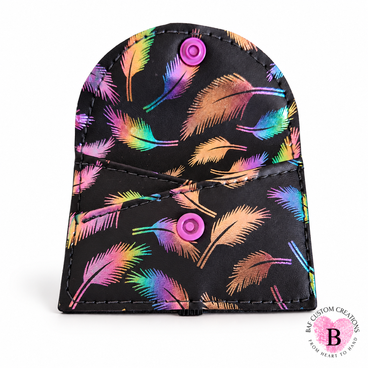 Iridescent Feathers -"Keep It Close"Cell Phone Card Holder