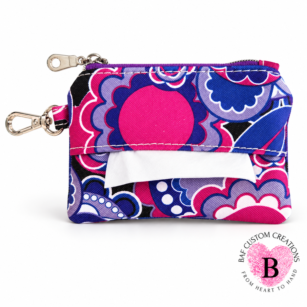Zippered Pouch with Tissue Holder (Tissues included)