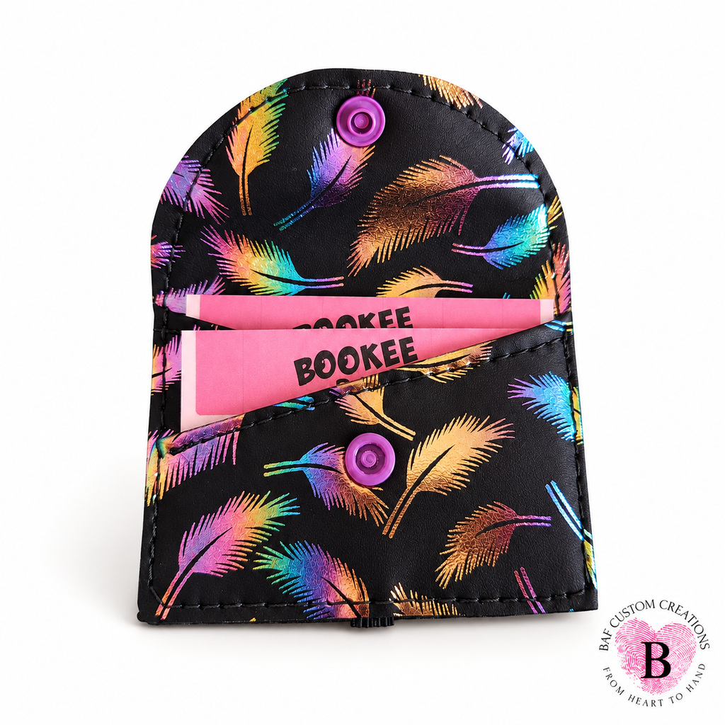 Iridescent Feathers -"Keep It Close"Cell Phone Card Holder